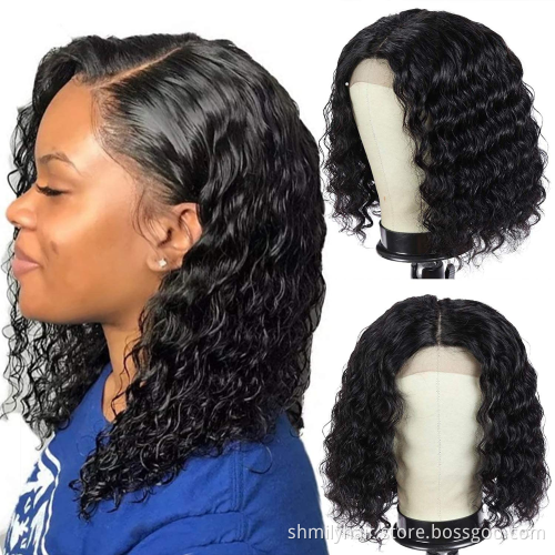 Shmily Mink Human Hair Virgin Cambodian Bob Wig Short Size 6 Inch 8 Inch Wholesale Deep Wave Front Lace Wigs 100% Human Hair